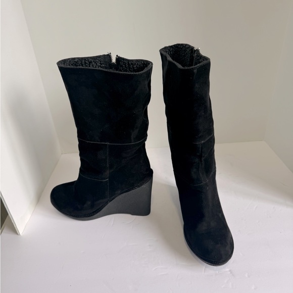 Lovely People black nubuck boots on a comfortable wedge. Size 9 - Picture 4 of 13